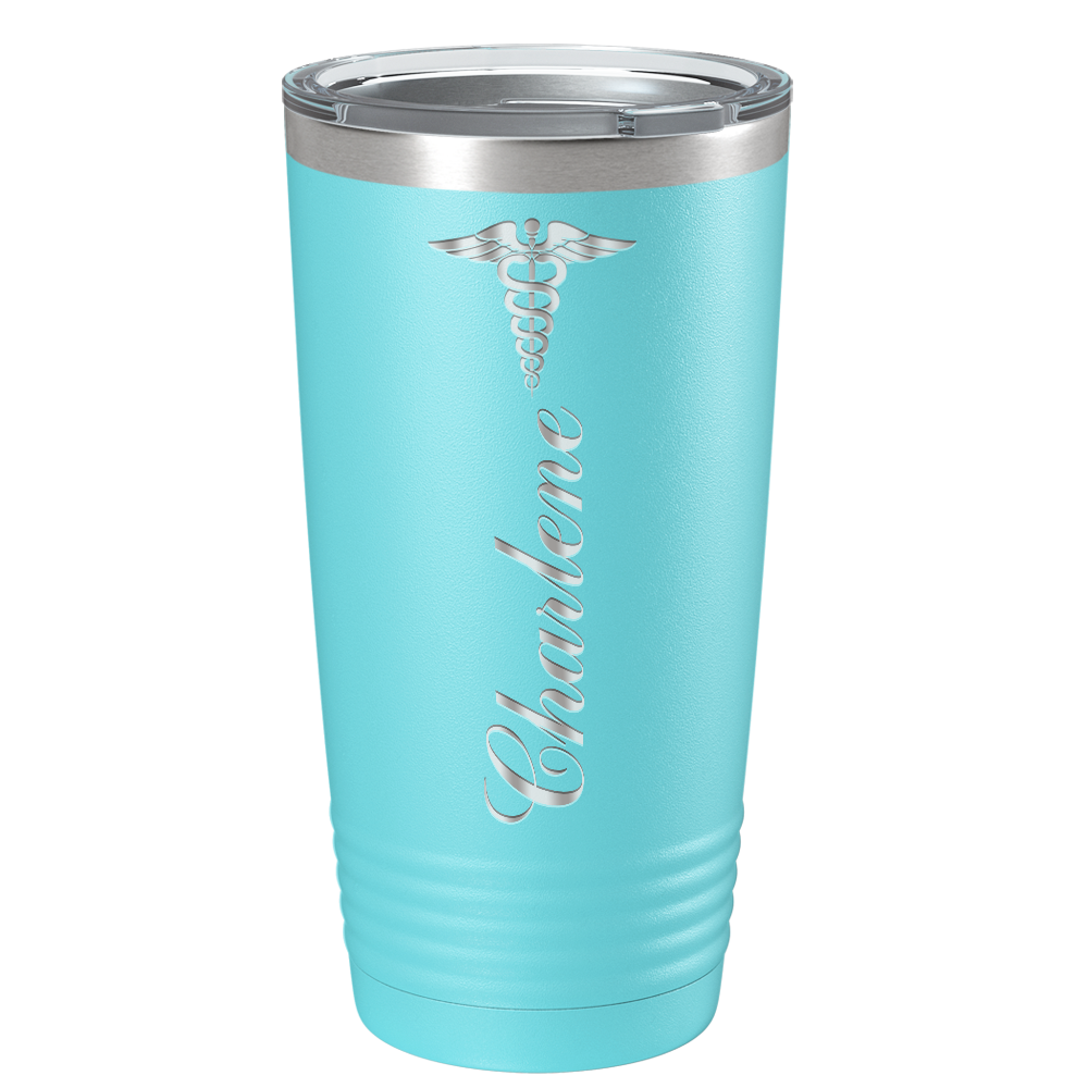 Personalized Nurse Laser Engraved 20oz Tumbler - Lite Blue Matte