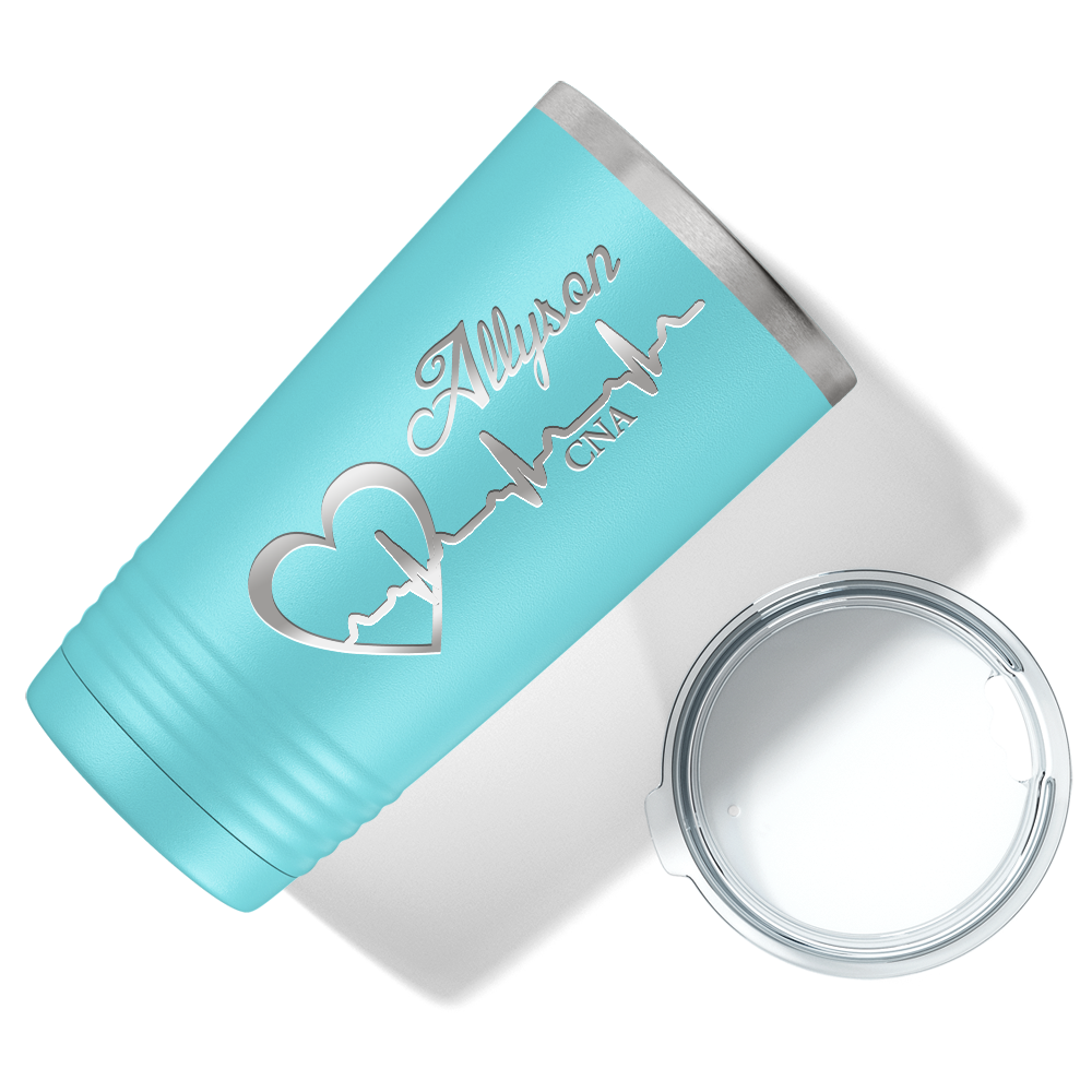 Personalized Nurse Laser Engraved 20oz Tumbler - Lite Blue Matte