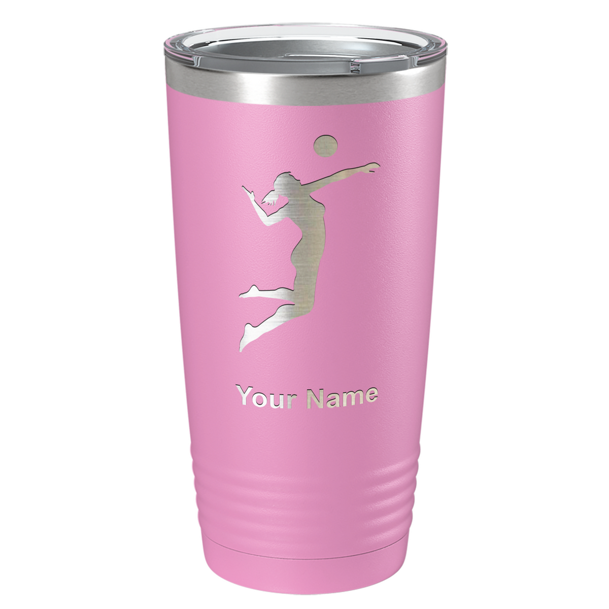 Personalized Volleyball Player Silhouette Laser Engraved on Stainless Steel Volleyball Tumbler