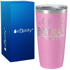 Personalized Anniversary Established on Wedding 20oz Tumbler