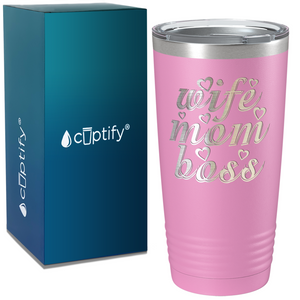 Wife Mom Boss on Stainless Steel Mom Tumbler