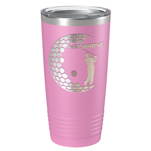 Personalized Golfer in Half Ball Laser Engraved on Stainless Steel Golf Tumbler