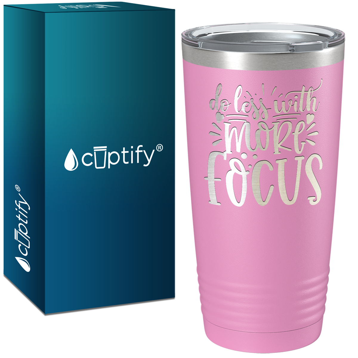 Do Less With More Focus Laser Engraved on Stainless Steel Motivational Tumbler
