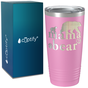 Mama Bear Hearts Laser Engraved Mom 20oz Tumbler