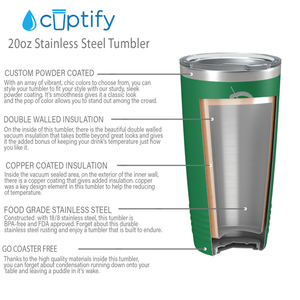 Cuptify Personalized on Green 20 oz Stainless Steel Ringneck Tumbler