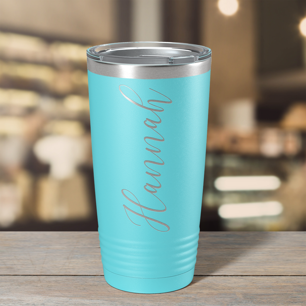 Cuptify Personalized on Lite Blue 20 oz Stainless Steel Ringneck Tumbler