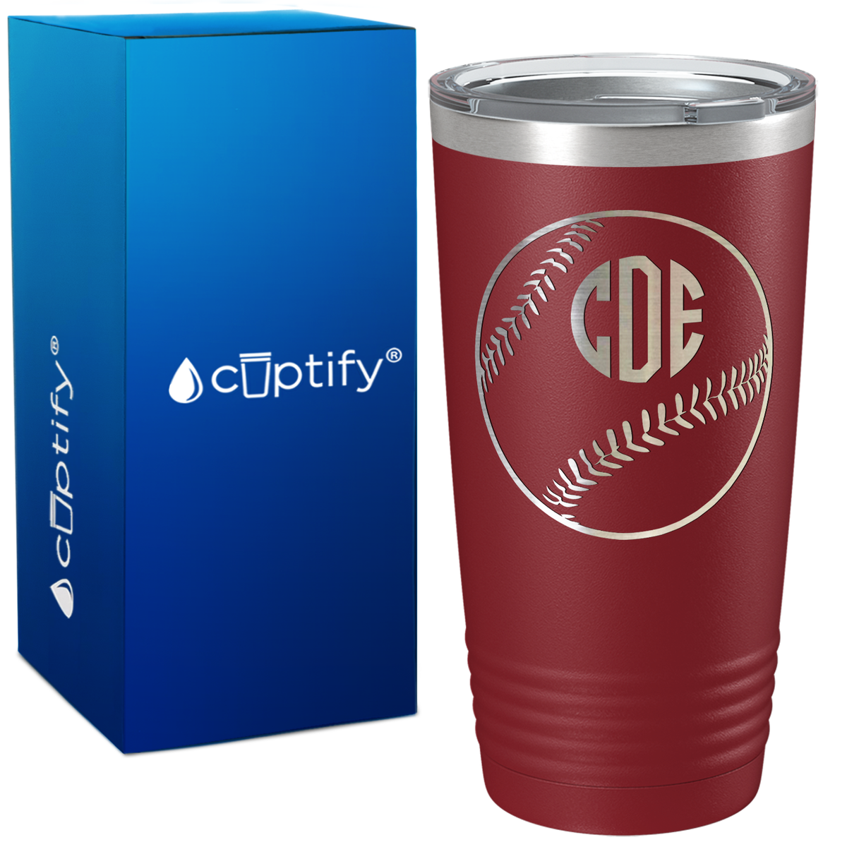 Personalized Baseball Monogram Design on 20oz Tumbler