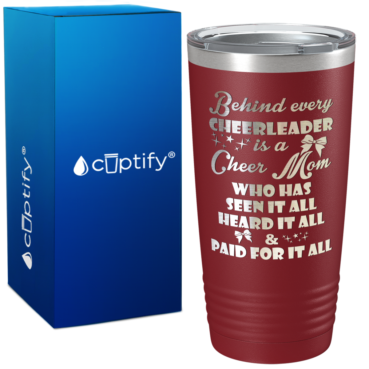 Behind Every Cheerleader Is A Cheer Mom on 20oz Tumbler