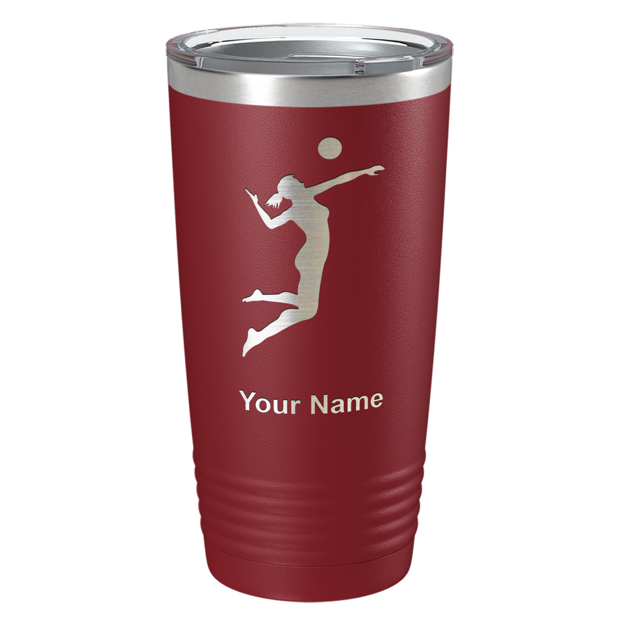 Personalized Volleyball Player Silhouette Laser Engraved on Stainless Steel Volleyball Tumbler