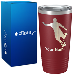 Personalized Soccer Player Silhouette on 20oz Tumbler