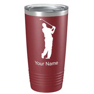 Golf Player Silhouette on Stainless Steel Golf Tumbler