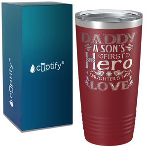 Daddy A Son's First Hero on Stainless Steel Dad Tumbler