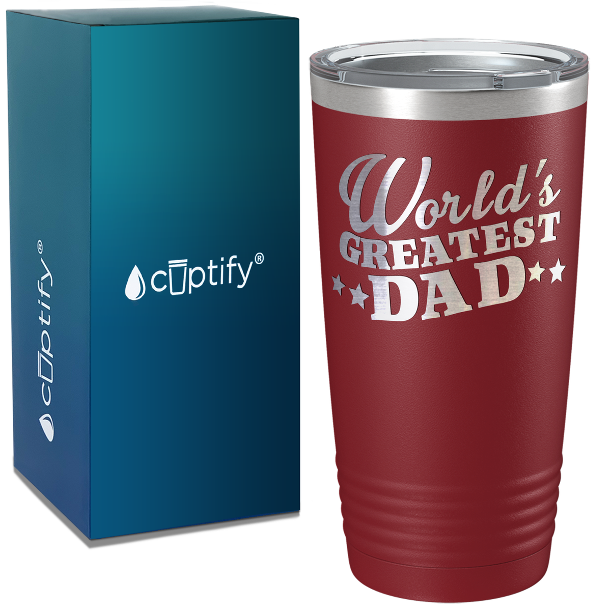 World's Greatest Dad Stars on Stainless Steel Dad Tumbler