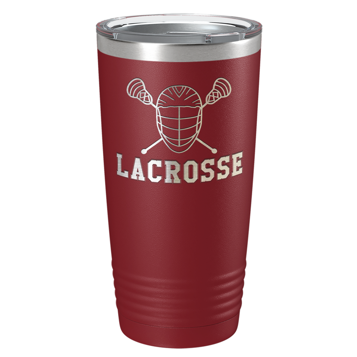 Lacrosse Mask and Sticks Laser Engraved on Stainless Steel Lacrosse Tumbler