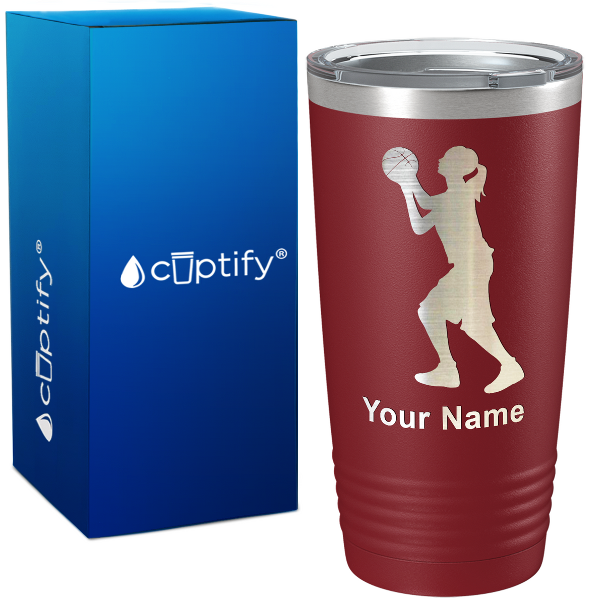 Personalized Girl Shooting Basketball on 20oz Tumbler