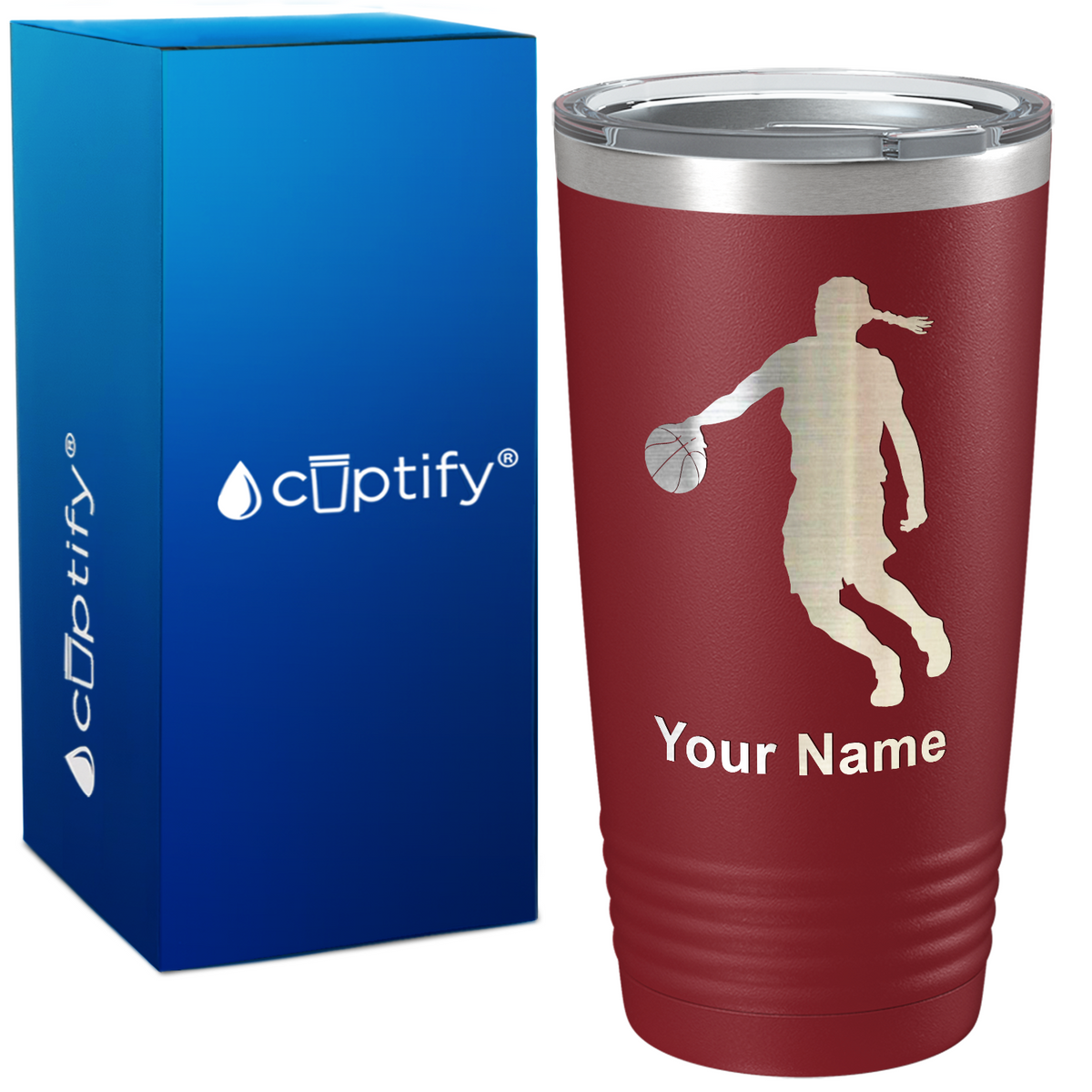 Personalized Basketball Girl Player Silhouette on 20oz Tumbler