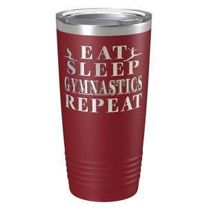 Eat Sleep Gymnastics Repeat Laser Engraved on Stainless Steel Gymnastics Tumbler