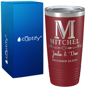 Monogrammed Anniversary Date on Wedding 20oz Tumbler