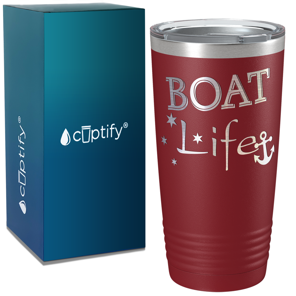 Boat Life on White 20 oz Stainless Steel Tumbler