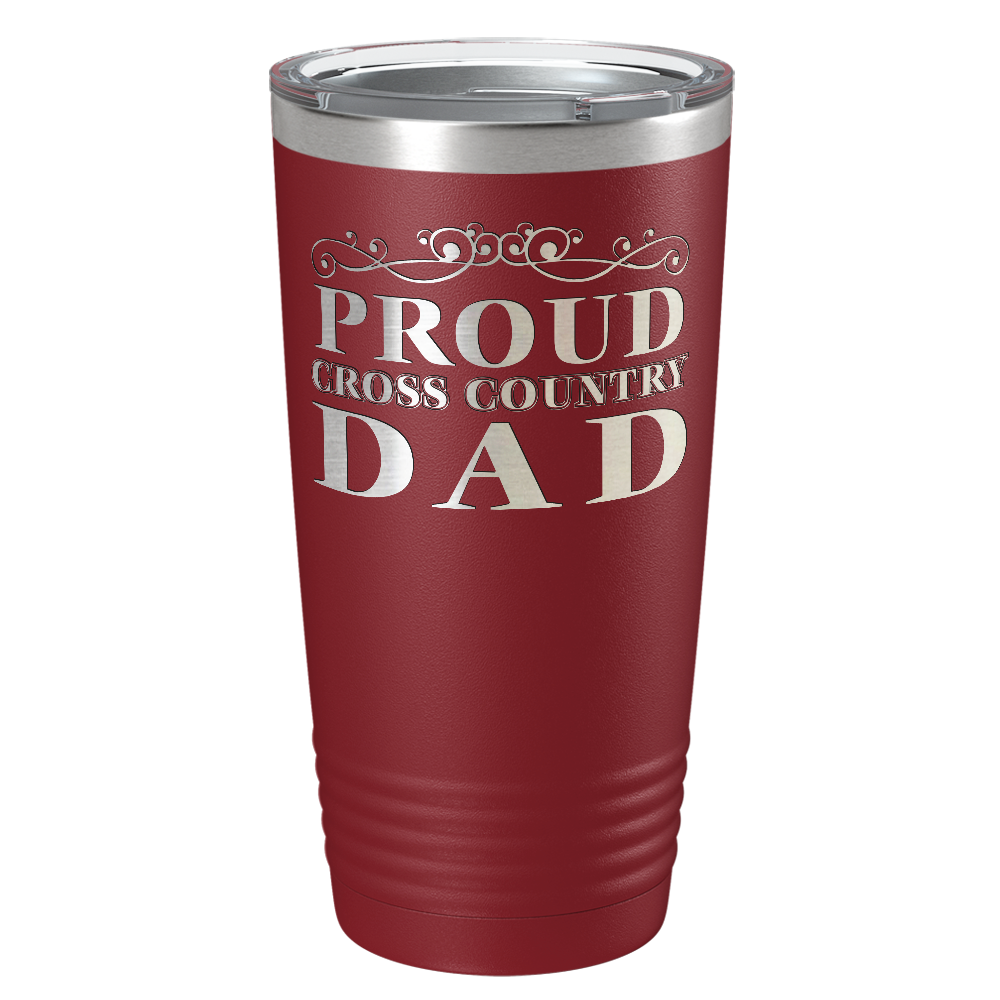 Proud Cross Country Dad Laser Engraved on Stainless Steel Cross Country Tumbler