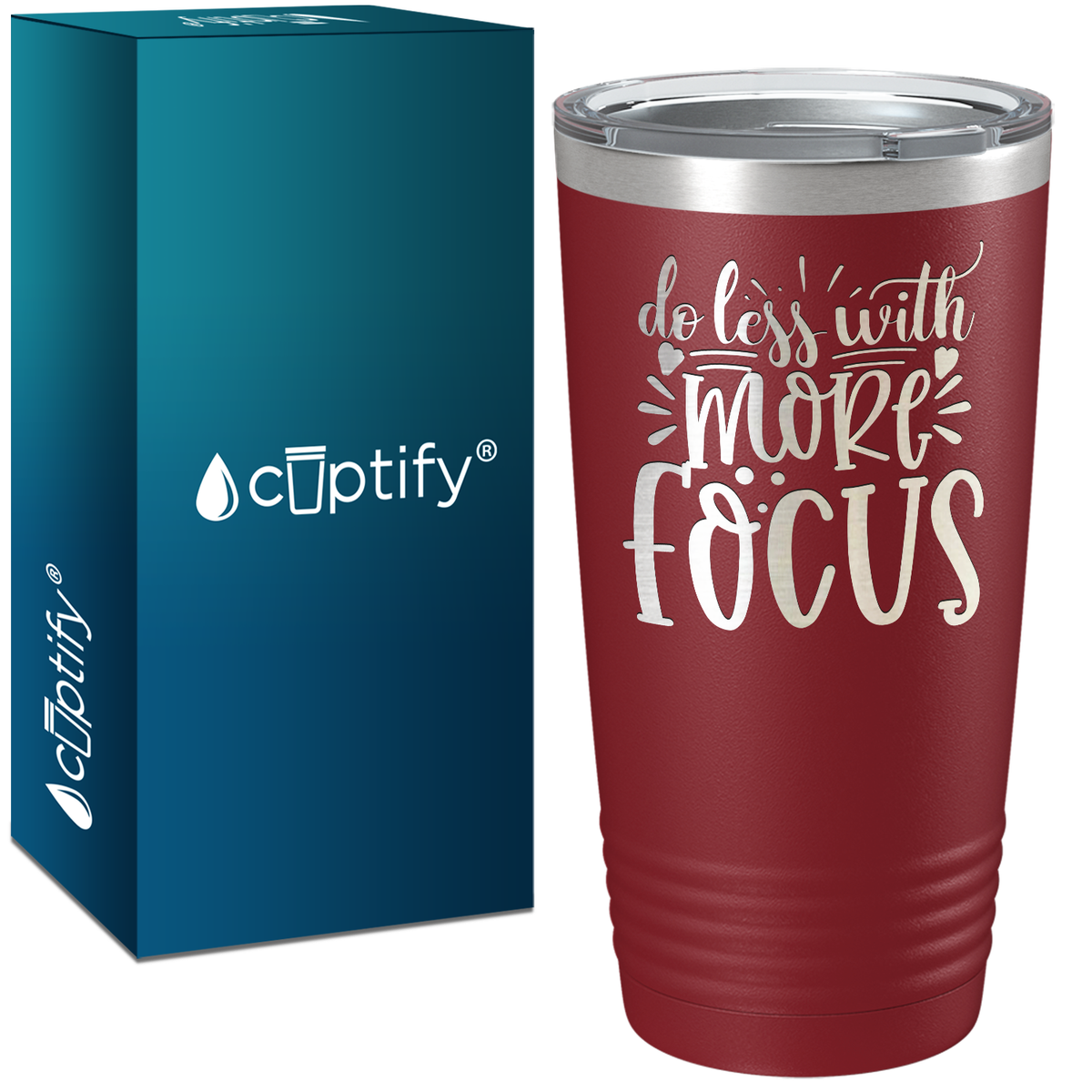 Do Less With More Focus Laser Engraved on Stainless Steel Motivational Tumbler