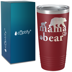 Mama Bear Hearts Laser Engraved Mom 20oz Tumbler