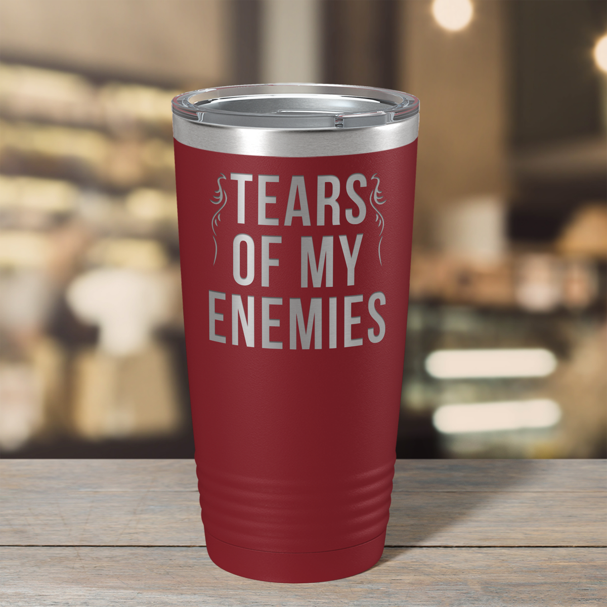Tears of my Enemies on Maroon 20 oz Stainless Steel Ringneck Tumbler