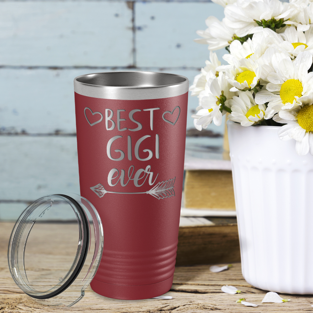 Best Gigi Ever on Maroon 20 oz Stainless Steel Ringneck Tumbler