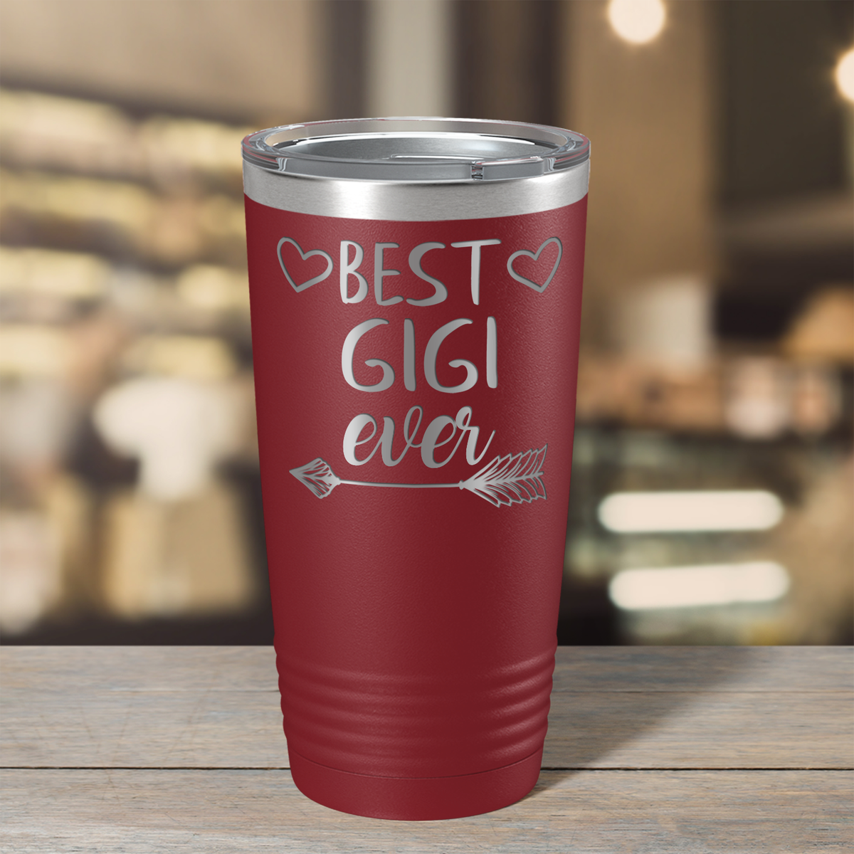 Best Gigi Ever on Maroon 20 oz Stainless Steel Ringneck Tumbler