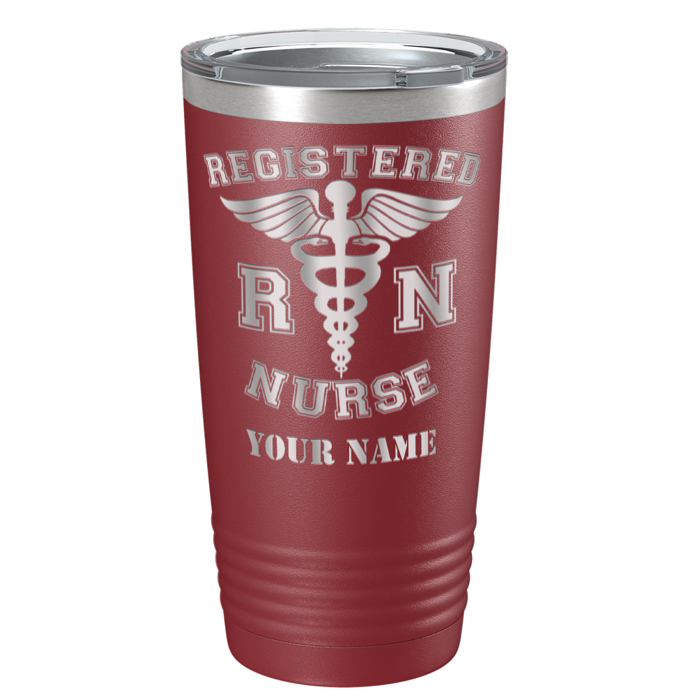 Personalized Nurse Laser Engraved 20oz Tumbler - Maroon Matte
