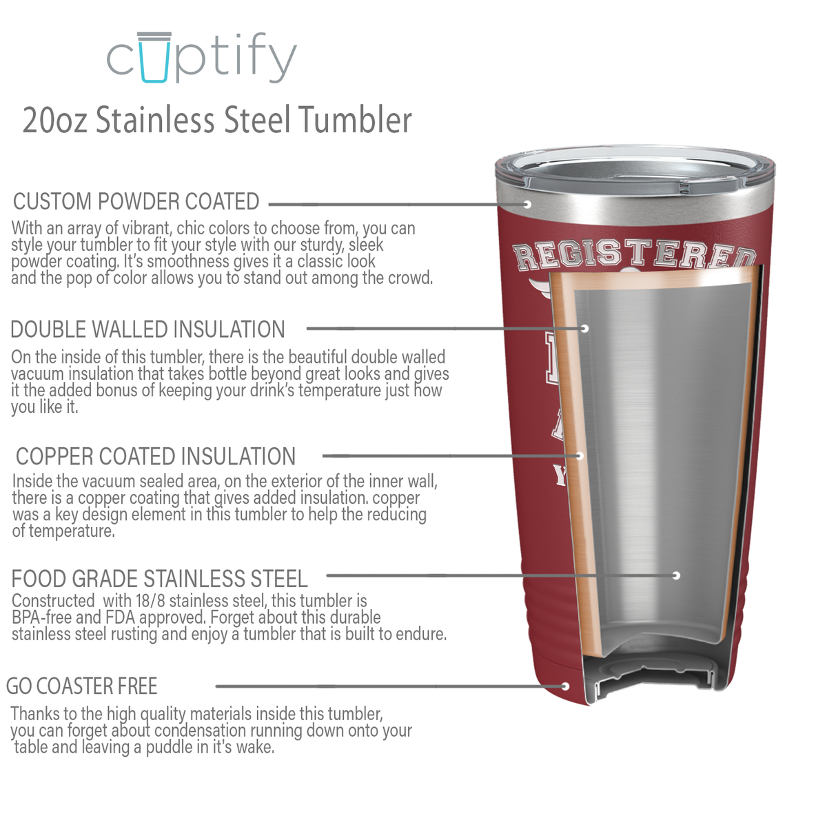 Personalized Nurse Laser Engraved 20oz Tumbler - Maroon Matte