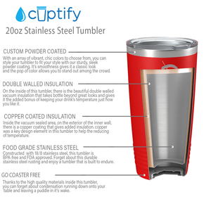Cuptify Personalized on Red 20 oz Stainless Steel Ringneck Tumbler