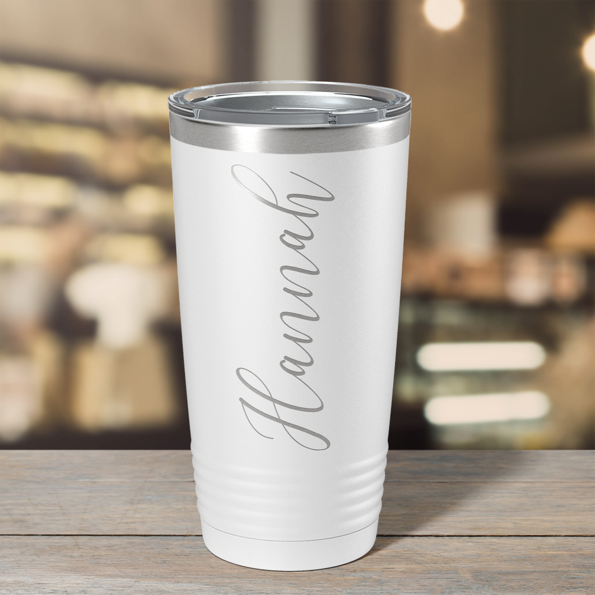Cuptify Personalized on White 20 oz Stainless Steel Ringneck Tumbler