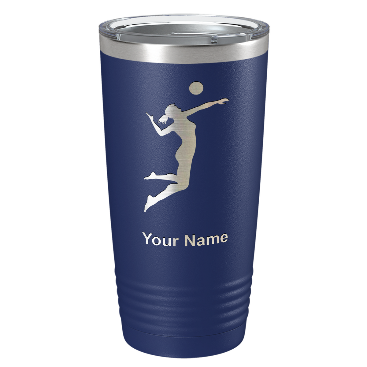Personalized Volleyball Player Silhouette Laser Engraved on Stainless Steel Volleyball Tumbler