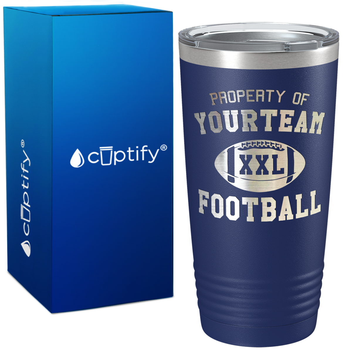Personalized Property of Team Name Football on 20oz Tumbler