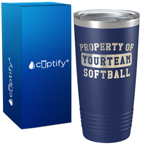 Personalized Property of Your Team Softball on 20oz Tumbler