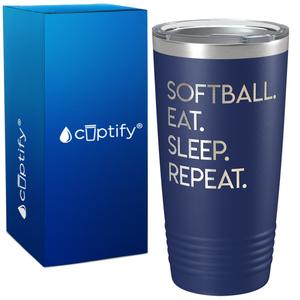 Eat Sleep Softball Repeat on 20oz Tumbler