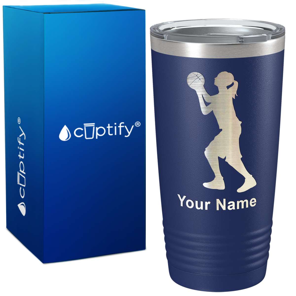 Personalized Girl Shooting Basketball on 20oz Tumbler