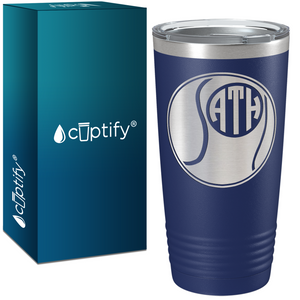 Personalized Monogrammed Tennis Ball Laser Engraved on Stainless Steel Tennis Tumbler