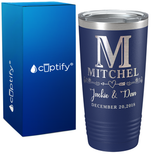 Monogrammed Anniversary Date on Wedding 20oz Tumbler