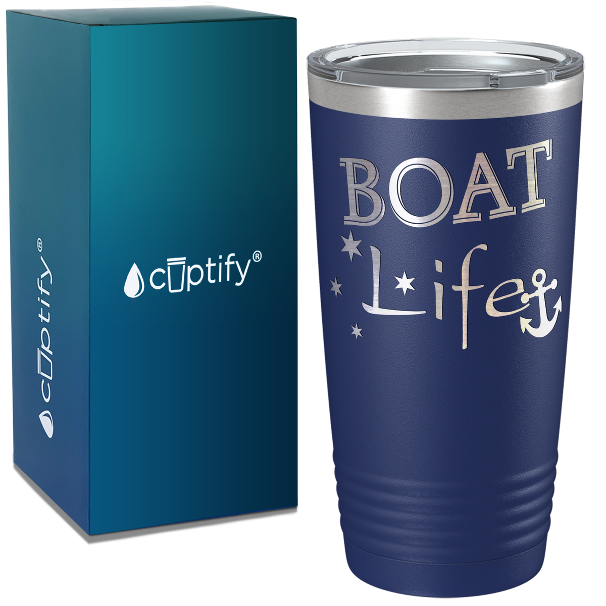 Boat Life on White 20 oz Stainless Steel Tumbler