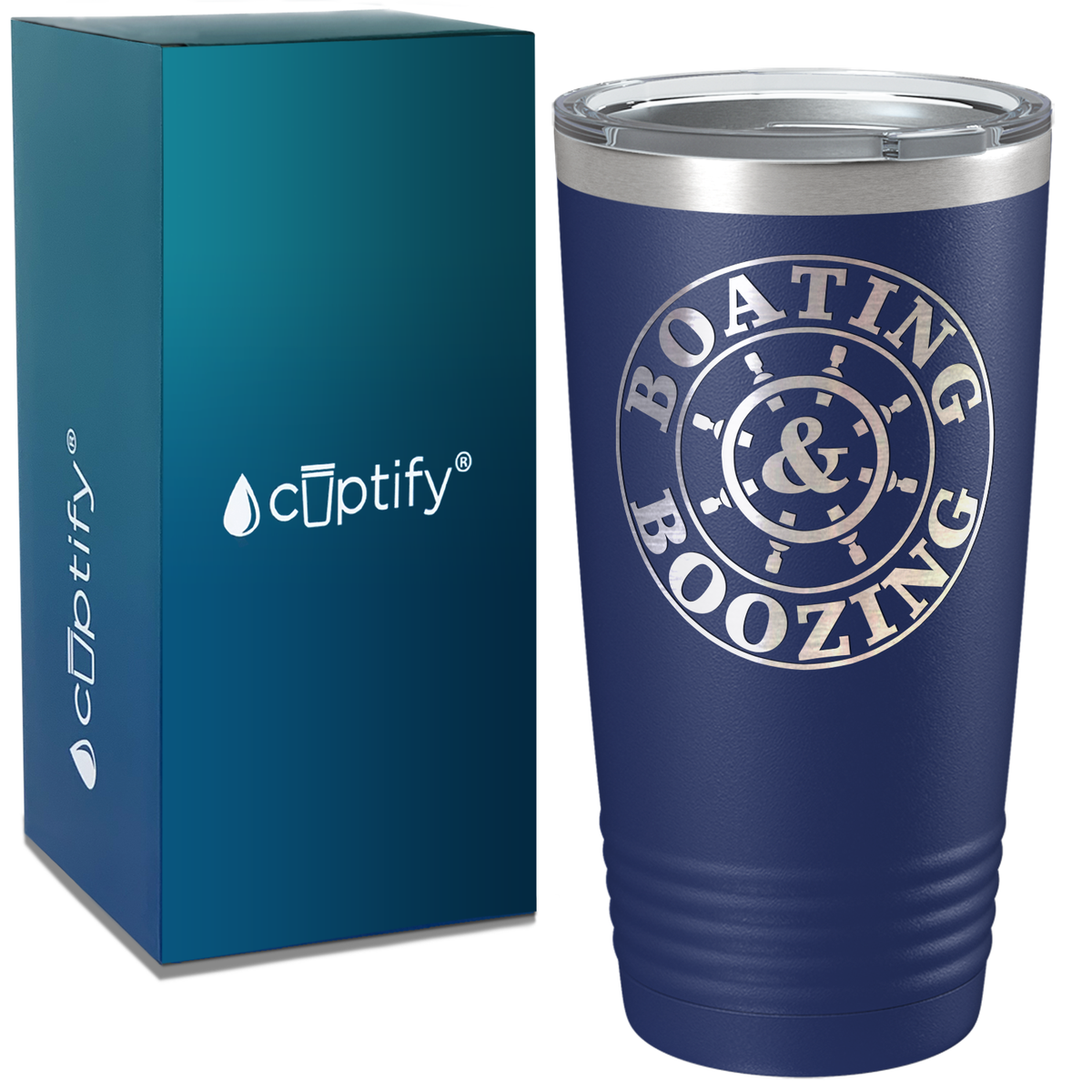Boating & Boozing on White 20 oz Stainless Steel Tumbler