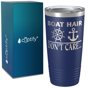 Boat Hair Don’t Care on White 20 oz Stainless Steel Tumbler