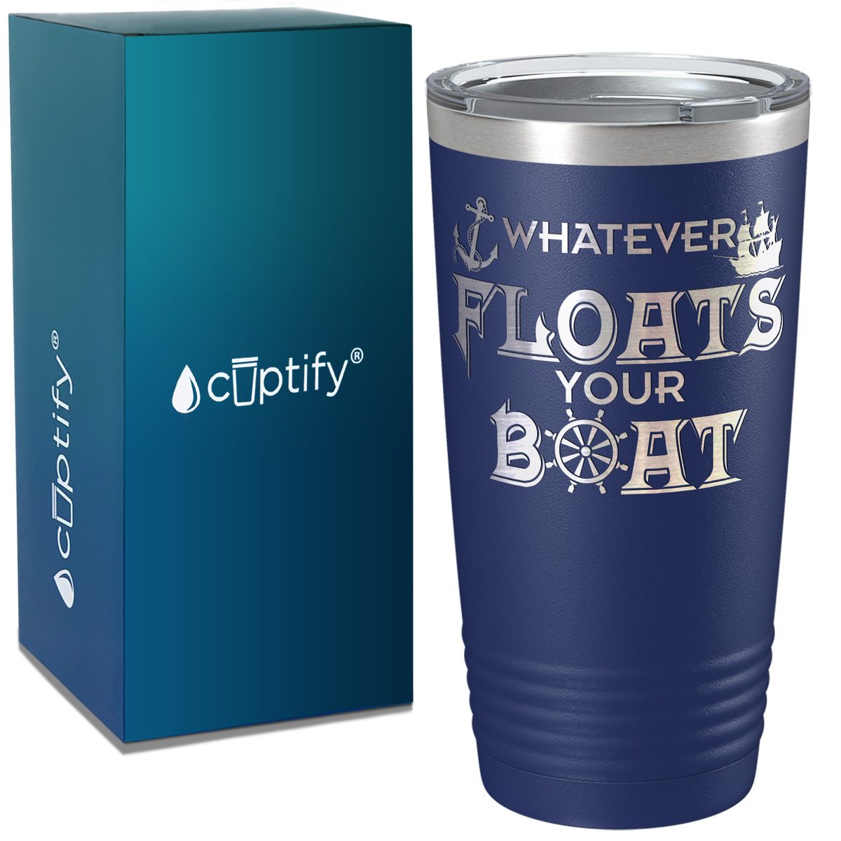 Boat Whatever Floats Your Boat on White 20 oz Stainless Steel Tumbler