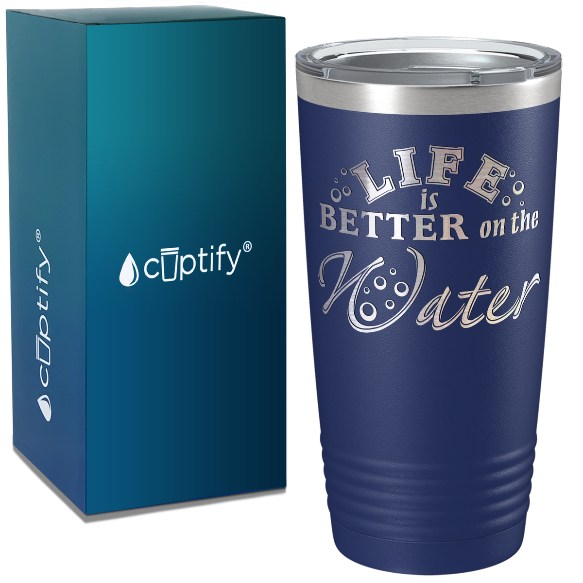 Life is Beter on the Water on White 20 oz Stainless Steel Tumbler