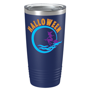 Flying Witch in the Moon Light on Stainless Steel Halloween Tumbler