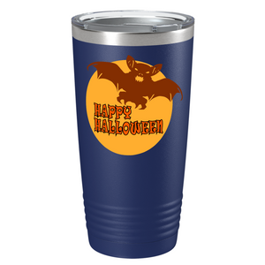 Happy Halloween Flying Bat on Stainless Steel Halloween Tumbler