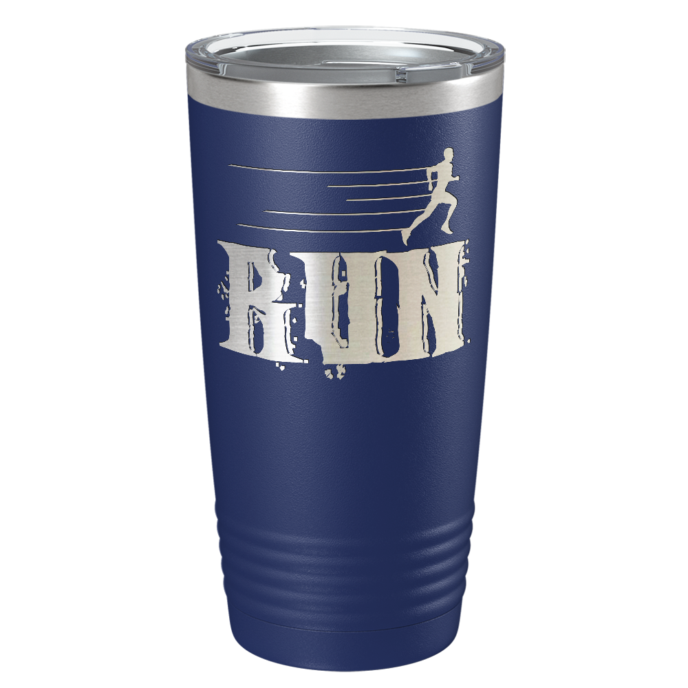 Run Laser Engraved on Stainless Steel Cross Country Tumbler