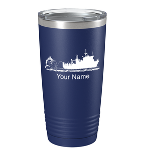 Marlin Boat Fishing on Stainless Steel Fishing Tumbler