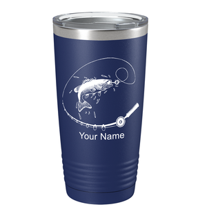 Fishing Poll with Fish on Stainless Steel Fishing Tumbler